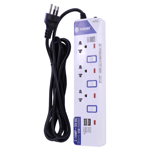 รางปลั๊กไฟ 3 ช่อง 3 สวิตซ์ 2 USB ยาว 3 ม. ET-913USB TOSHINO