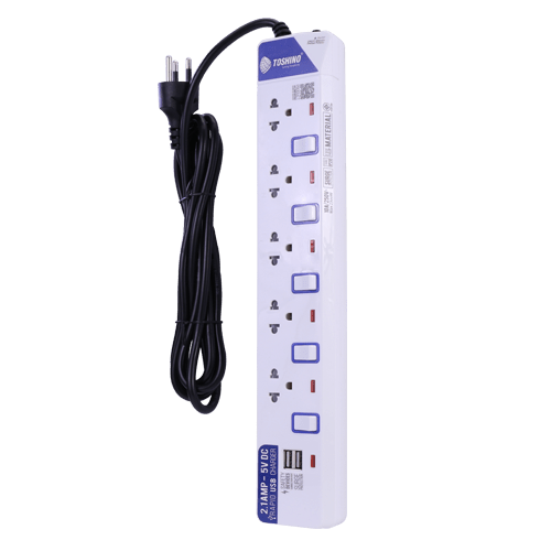 รางปลั๊กไฟ 5 ช่อง 5 สวิตซ์ 2 USB ยาว 3 ม. ET-915USB TOSHINO